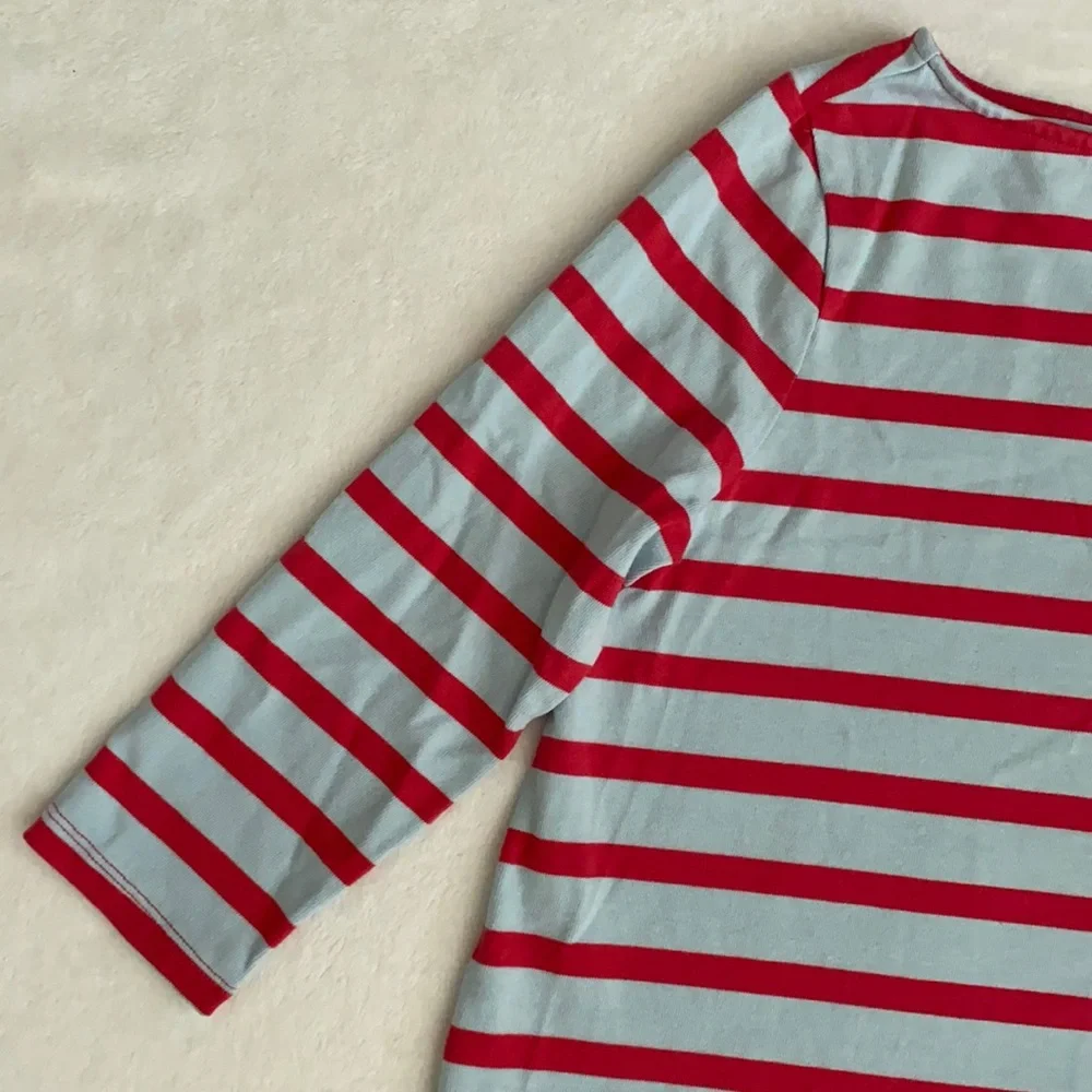 The Nines by Hatch | Cotton 3/4 Sleeve Nautical Stripe Maternity Mini Dress (XS) - Picture 6 of 16